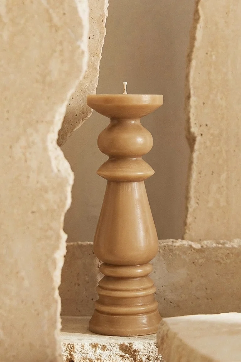 Modern Pillar Candle · Oatmeal