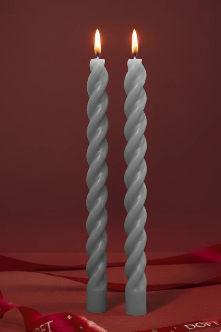 Artic Blue Spiral Taper Candle · Gift Set of 2