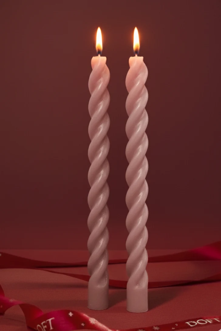Pink Spiral Taper Candle · Gift Set of 2