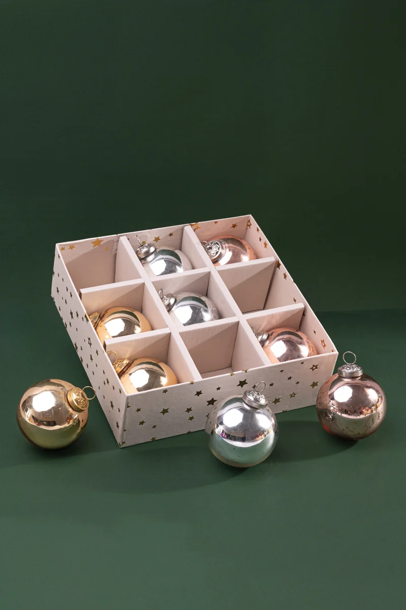 Glass Ornaments Multi-Colour · Gift Set of 9