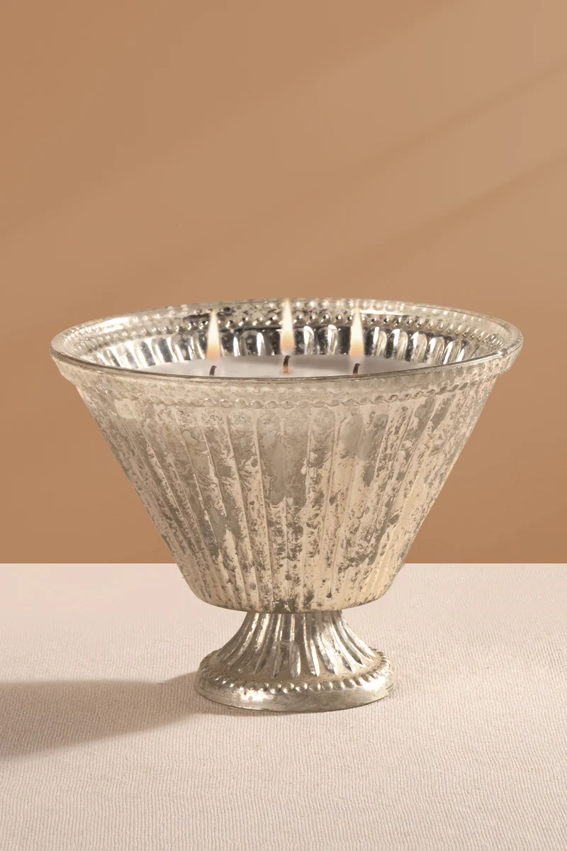 Heritage Heirloom Footed Candle · Silver · Large