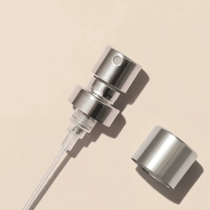 Perfume Bottle Spray - Wholesale for Perfume Tops, Shiny Silver, 100mcl/0.1cc, FEA 15, Crimp Type (with ring)