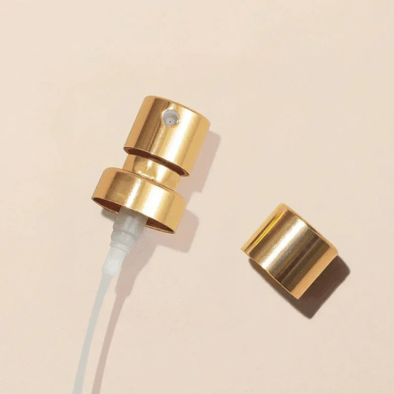 Perfume Bottle Spray - Wholesale - Pump for Perfume Tops, Glossy Gold, 100mcl/0.1cc, FEA 15, Crimp Type (with ring)