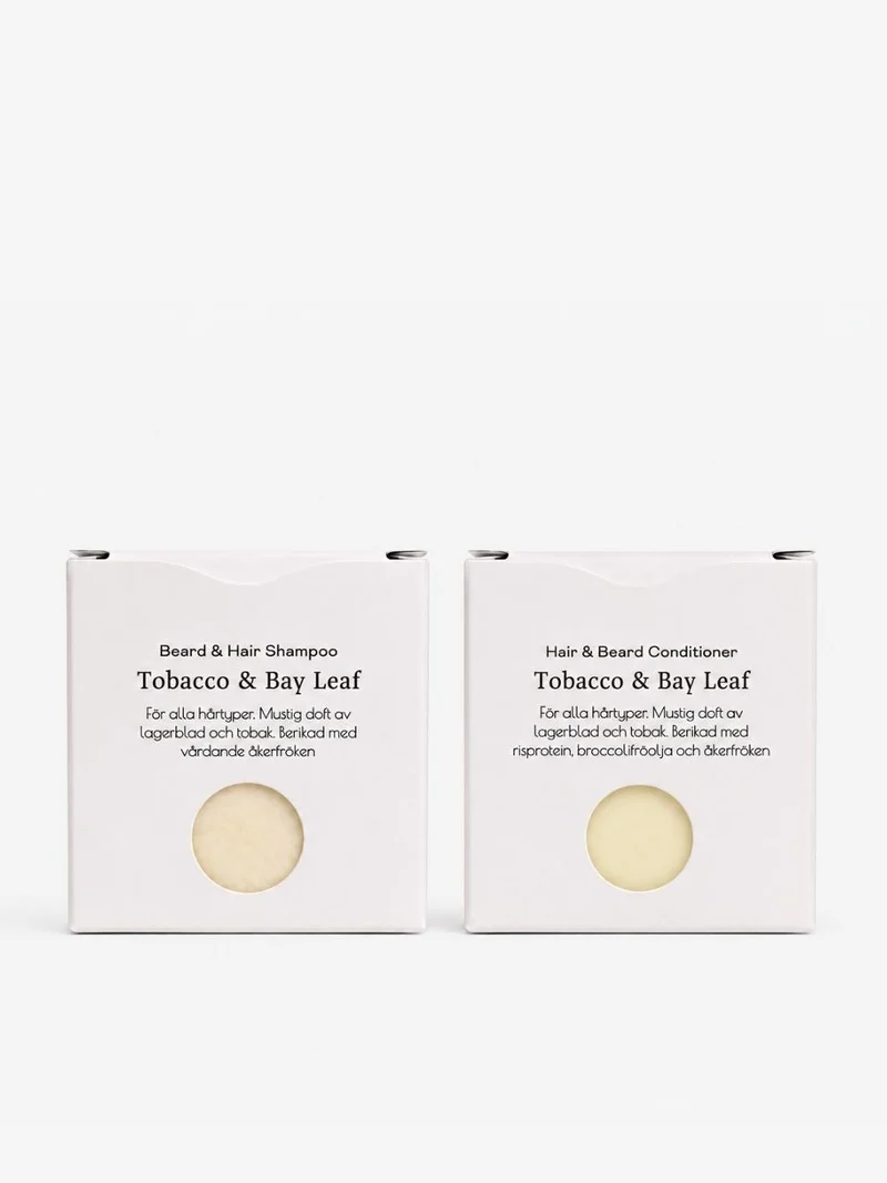 För hår & skägg – schampokaka & balsamkaka Tobacco & Bay Leaf