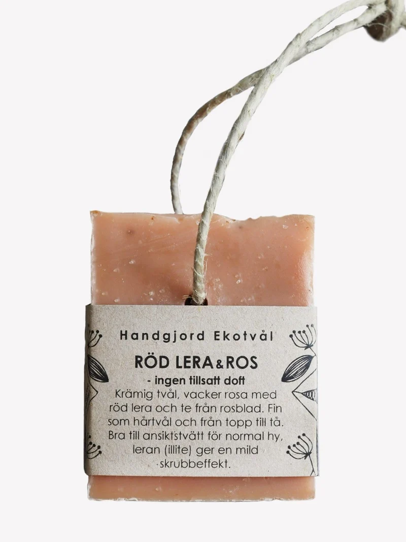 Ekotvål till hår och kropp - Röd lera & Ros - För torr/bland hud & hår